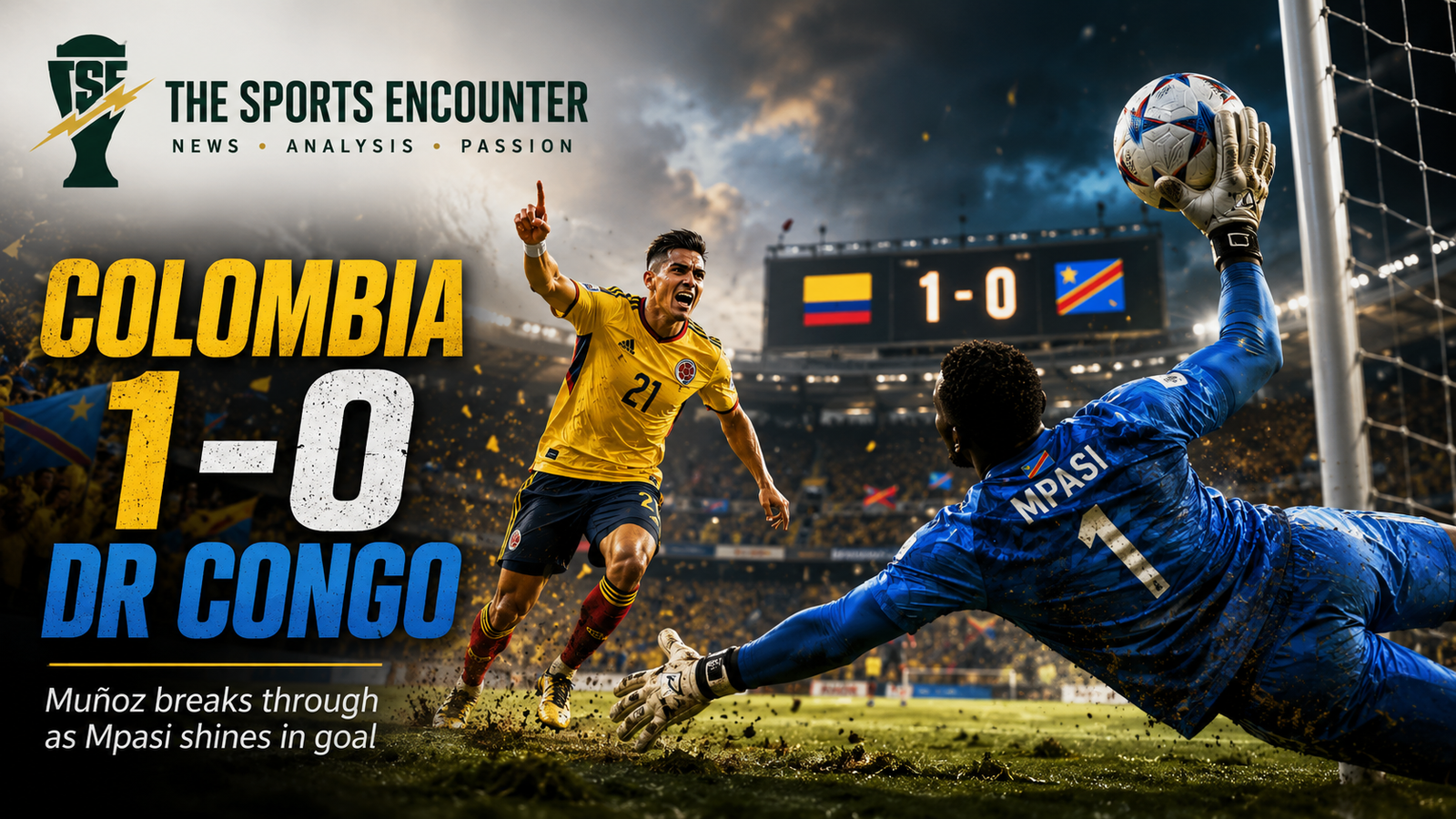 Colombia Edge DR Congo as Daniel Muñoz Breaks Lionel Mpasi’s Resistance