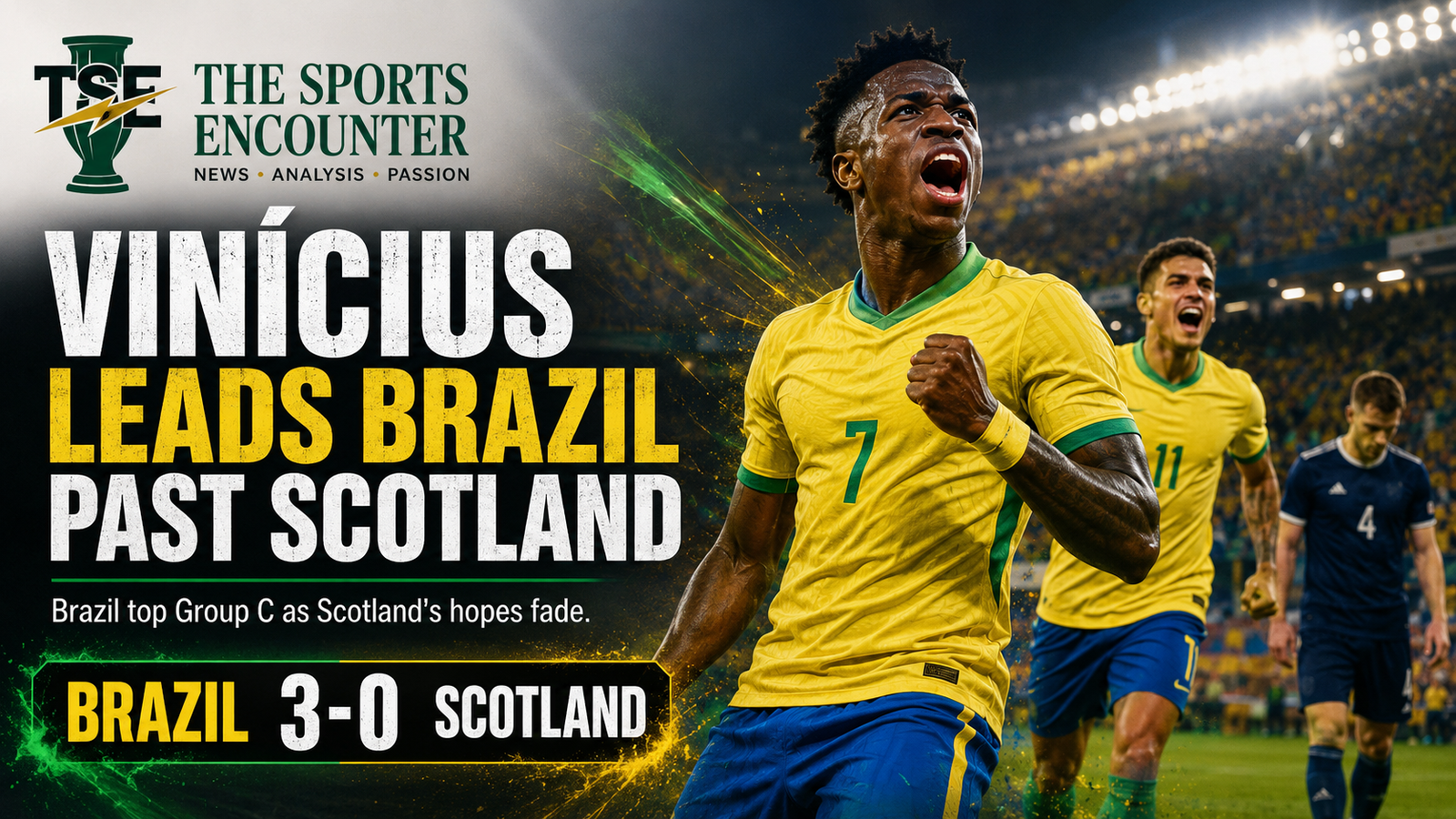 Brazil Top Group C After Vinícius Júnior Double Sinks Scotland