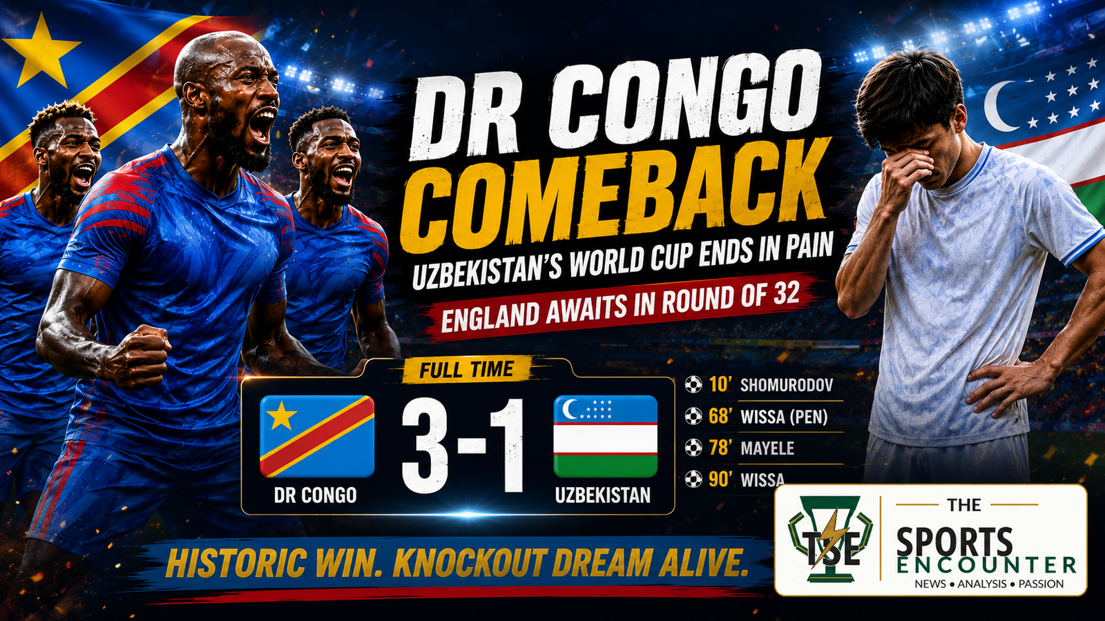 DR Congo Fight Back in Atlanta to Reach Historic World Cup Knockout Clash With England