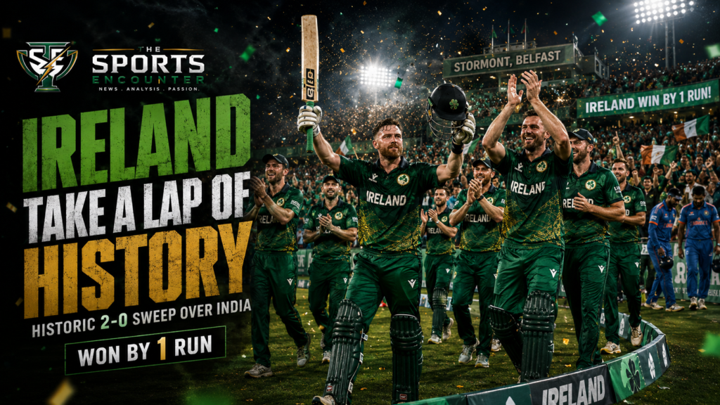 Irish cricketers take a lap of honor around Stormont, Belfast, applauding fans after completing a historic 2-0 T20I series sweep over India.