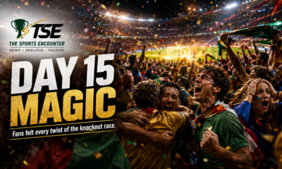 Football fans celebrate a magical Day 15 moment during FIFA World Cup 2026 in a packed stadium featured image for The Sports Encounter.