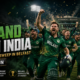 Irish cricketers celebrate a historic 2-0 T20I series sweep over India at Stormont, Belfast, with the scoreboard showing Ireland 154/8 and India 153/9 after a one-run win.