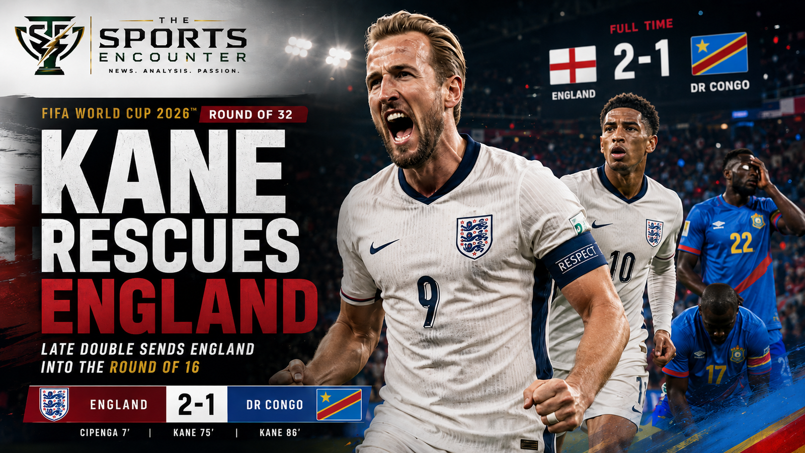 Kane’s Late Brilliance Saves England as DR Congo Push World Cup Favorite to the Edge