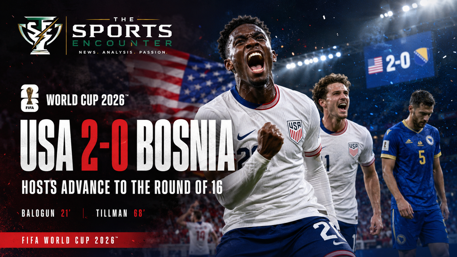 Ten-Man USA Beat Bosnia 2-0 to Set Up Belgium Clash