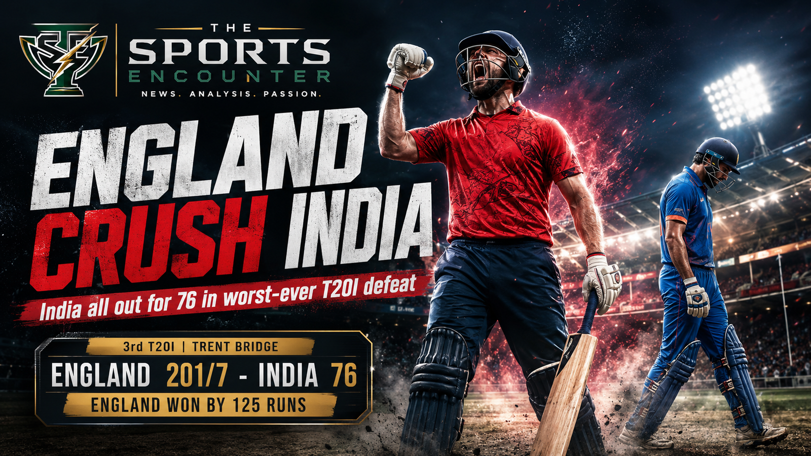 India Hit New T20I Low as England Storm to 125-Run Win