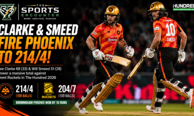 Joe Clarke and Will Smeed run between the wickets during their 104-run opening partnership for Birmingham Phoenix against Trent Rockets at Edgbaston in The Hundred 2026.