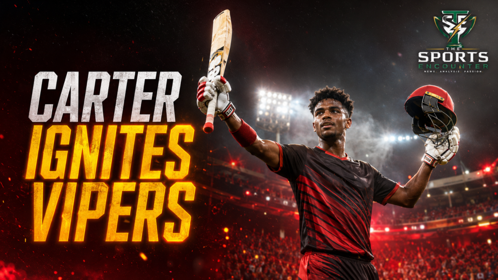 Zachary Carter celebrates his rapid half-century as Desert Vipers defeat San Francisco Unicorns by nine wickets in GSL 2026 Match 7.