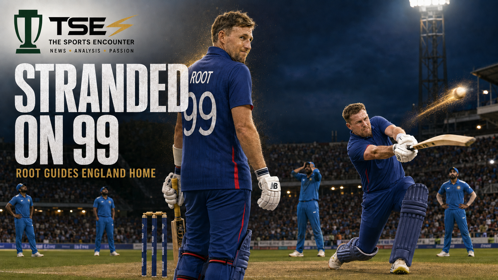 England Punish India’s Batting Collapse as Root Finishes on 99
