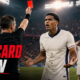 Referee shows a red card to Jarell Quansah as England players react during a dramatic FIFA World Cup 2026 knockout match.