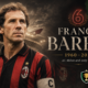 Franco Baresi stands in AC Milan’s red-and-black captain’s shirt outside San Siro in a memorial tribute marking the legendary Italian defender’s life from 1960 to 2026.