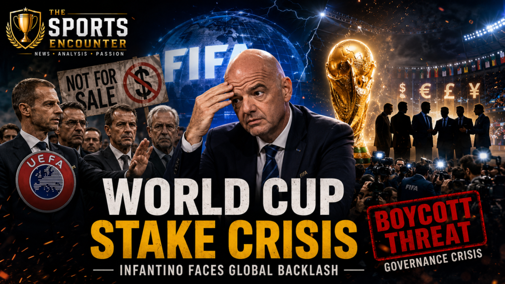 Gianni Infantino faces mounting opposition to FIFA’s proposed World Cup stake sale as UEFA officials threaten a boycott and private investors circle the tournament’s commercial future.