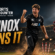 Jayden Lennox celebrates taking a West Indies wicket during New Zealand’s six-wicket victory in the third ODI at Providence, Guyana.