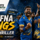 Jaffna Kings players celebrate their five-run victory over Colombo Kaps in LPL 2026 Match 7 at Dambulla.