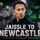 Matthias Jaissle stands between Newcastle United and Al-Ahli imagery as the Premier League club prepares to appoint him on a four-year deal after agreeing £9.5 million compensation to replace Eddie Howe.