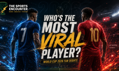 Two anonymous football players face off inside a VFX-style stadium as fans debate who became the most viral player of the FIFA World Cup 2026.