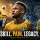 Cinematic tribute to Neymar Jr.’s World Cup journey, showing his Brazilian flair and rainbow-flick skill on one side and his pain, injuries and emotional heartbreak on the other, with the headline “Skill. Pain. Legacy.” and The Sports Encounter logo.