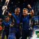 MI London players celebrate their opening-match win over Sunrisers Leeds at The Oval in The Hundred 2026.
