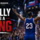 LeBron James-inspired Philadelphia 76ers player wearing No. 23 celebrates in front of roaring Philly fans during a tense NBA 2026-27 arena moment, with The Sports Encounter branding and the headline “Philly Has a King.”