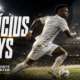 Cinematic VFX artwork of Vinícius Júnior sprinting with the ball under stadium lights, symbolizing his decision to remain at Real Madrid as contract talks continue.