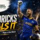 Reeza Hendricks punches his fist in the air after scoring an unbeaten 64 and guiding Dambulla Sixers to victory over Galle Gallants.