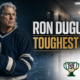 Cinematic VFX artwork of a veteran hockey player standing between an ice arena and a hospital corridor, reflecting former Rangers star Ron Duguay’s hospitalization and ongoing battle with Stage 4 colon cancer.