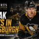 Tommy Novak skates in a Pittsburgh Penguins uniform outside PPG Paints Arena, highlighting his three-year, $13.95 million contract extension through the 2029-30 NHL season.