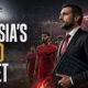 Cinematic VFX artwork of Tunisia’s new coach leading players through a floodlit stadium, representing Moïne Chaabani’s appointment and the national team’s rebuild toward 2030.