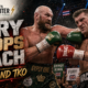 Tyson Fury and Mariusz Wach exchange heavy punches in an intense VFX-style boxing poster, with fans cheering behind them and The Sports Encounter logo on the design.