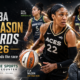 A’ja Wilson stands at the center of a VFX-style WNBA midseason awards graphic, surrounded by emerging stars symbolizing the league’s changing guard in 2026.