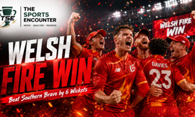 Welsh Fire players celebrate their six-wicket victory over Southern Brave in Match 2 of The Hundred 2026 at Southampton.