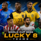 Top players representing the eight Lucky 8 teams at the FIFA World Cup 2026, shown in a cinematic stadium collage with The Sports Encounter logo.