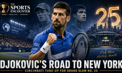 Novak Djokovic prepares for the US Open 2026 at the Cincinnati Open, with Jannik Sinner and Carlos Alcaraz looming behind him as he pursues a record 25th Grand Slam title.