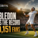 A packed Wimbledon stadium celebrates record attendance of 550,151 fans in 2026 despite the tournament clashing with the FIFA World Cup.