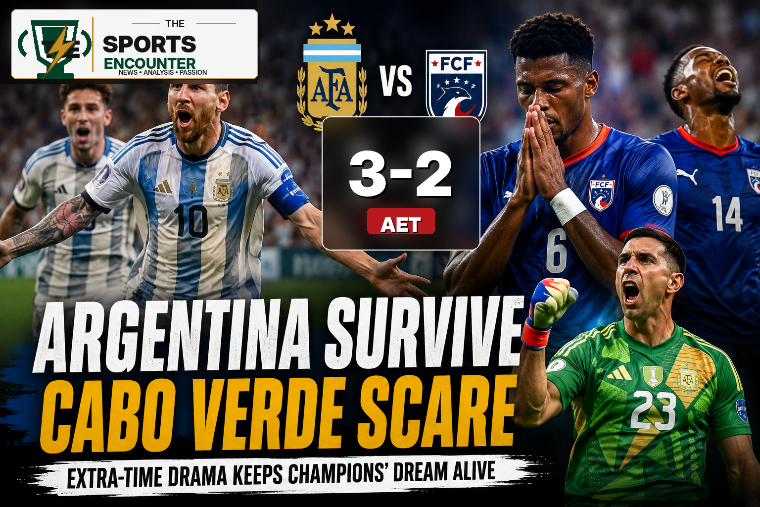 Argentina Escape in Extra Time After Cabo Verde Push Champions to the Brink