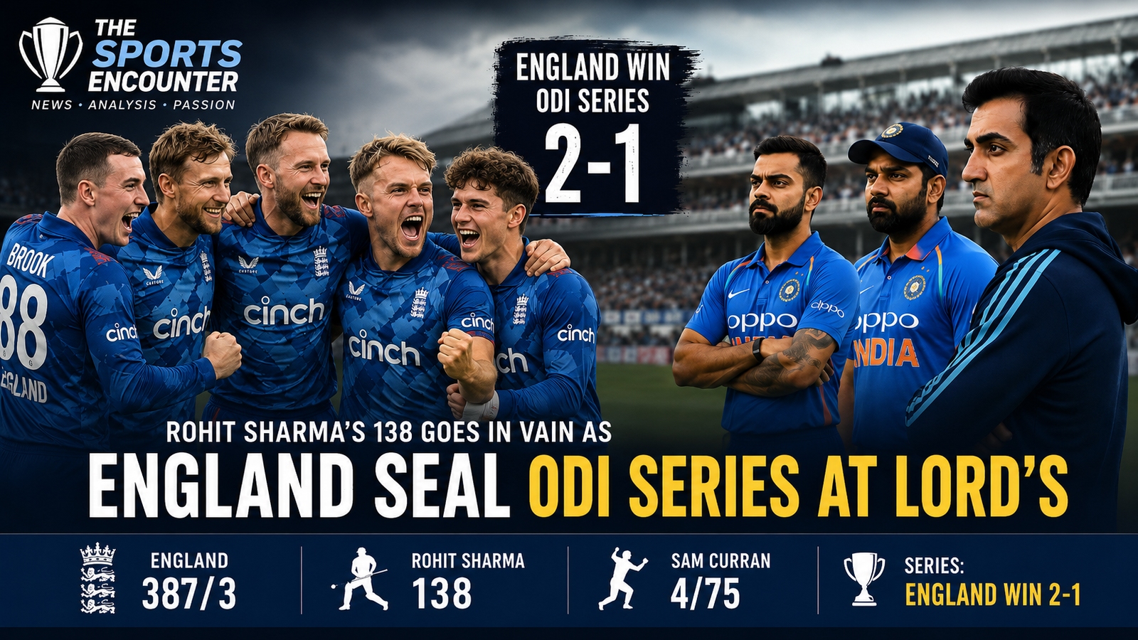 Rohit and Kohli Fight, but England’s 387 Proves Too Much at Lord’s