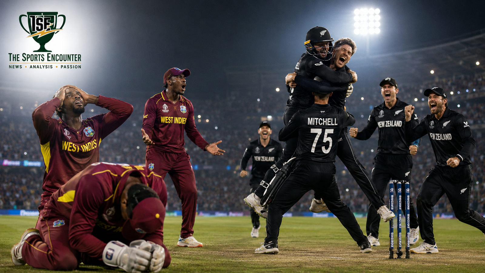 Dropped Catch Costs West Indies as New Zealand Win by One Wicket