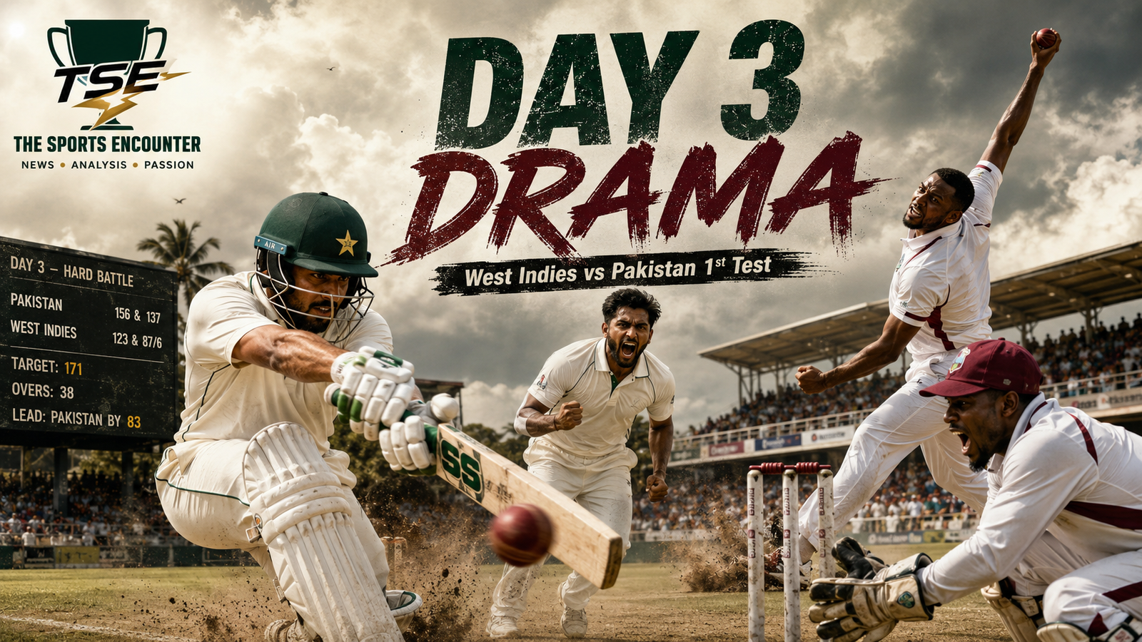 Greaves Five-For Gives West Indies Narrow Edge Over Pakistan