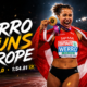 Audrey Werro celebrates after winning European 800m gold in a championship-record 1:54.81, beating Keely Hodgkinson at Birmingham 2026.