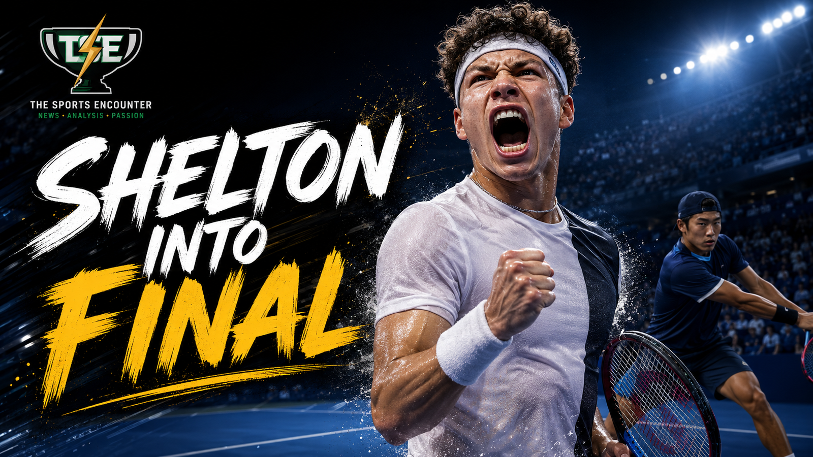 Ben Shelton in action during his 2026 National Bank Open semifinal victory over Learner Tien in Montreal.