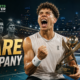 Ben Shelton celebrates with the National Bank Open trophy after defeating Brandon Nakashima, with Andy Murray, Novak Djokovic and Rafael Nadal featured behind him to highlight his rare title-defense achievement in Montreal.