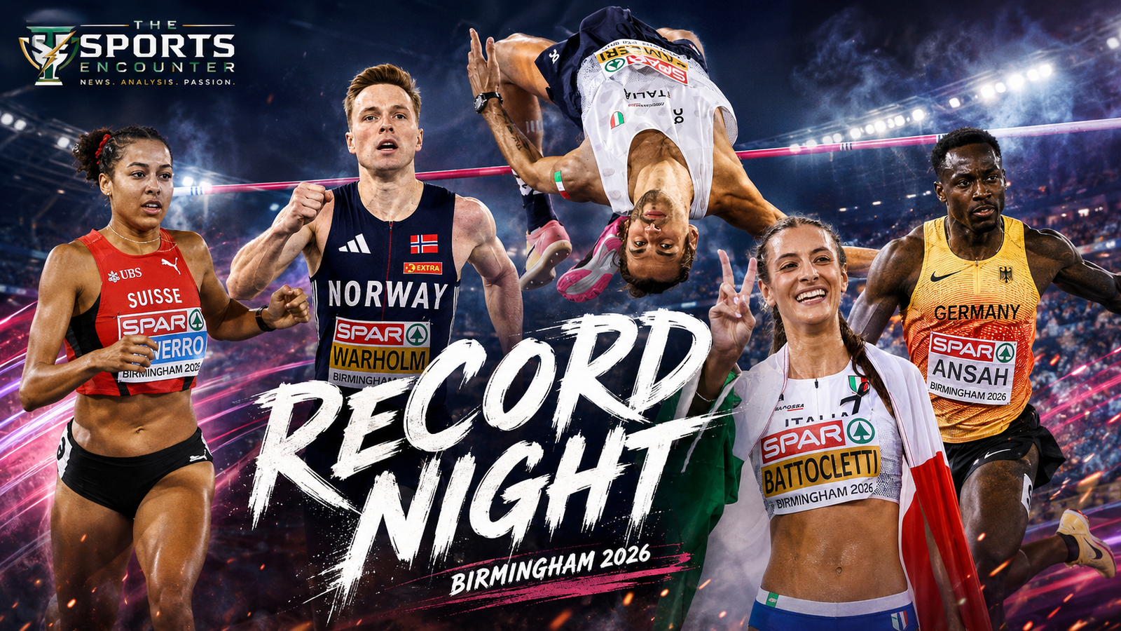 Audrey Werro, Karsten Warholm, Gianmarco Tamberi, Nadia Battocletti and Owen Ansah headline a record-filled Birmingham 2026 European Athletics Championships finals session.
