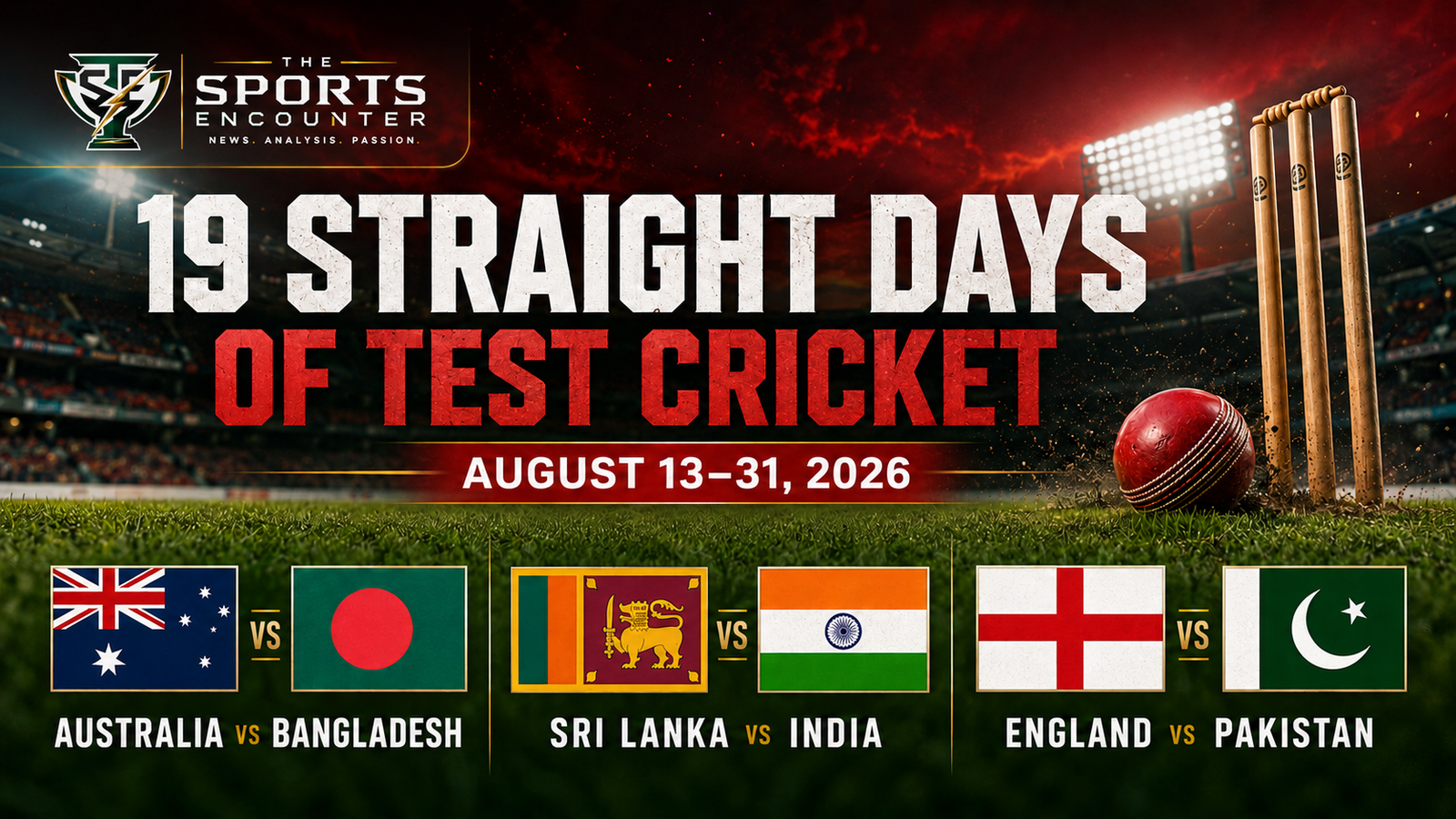Test Cricket Takes Over August: Six Matches Create 19 Straight Days of Red-Ball Action