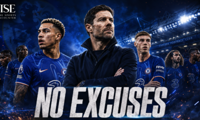 Xabi Alonso stands at Stamford Bridge with Morgan Rogers and Chelsea players as the club enters the 2026-27 season under pressure to turn heavy investment into Premier League results.