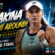 Elena Rybakina celebrates after defeating Coco Gauff in the National Bank Open 2026 women’s semifinal in Toronto.