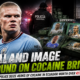 Erling Haaland pictured alongside Ecuadorian police and green cocaine packages carrying his image after authorities seized 469 kilograms of cocaine.