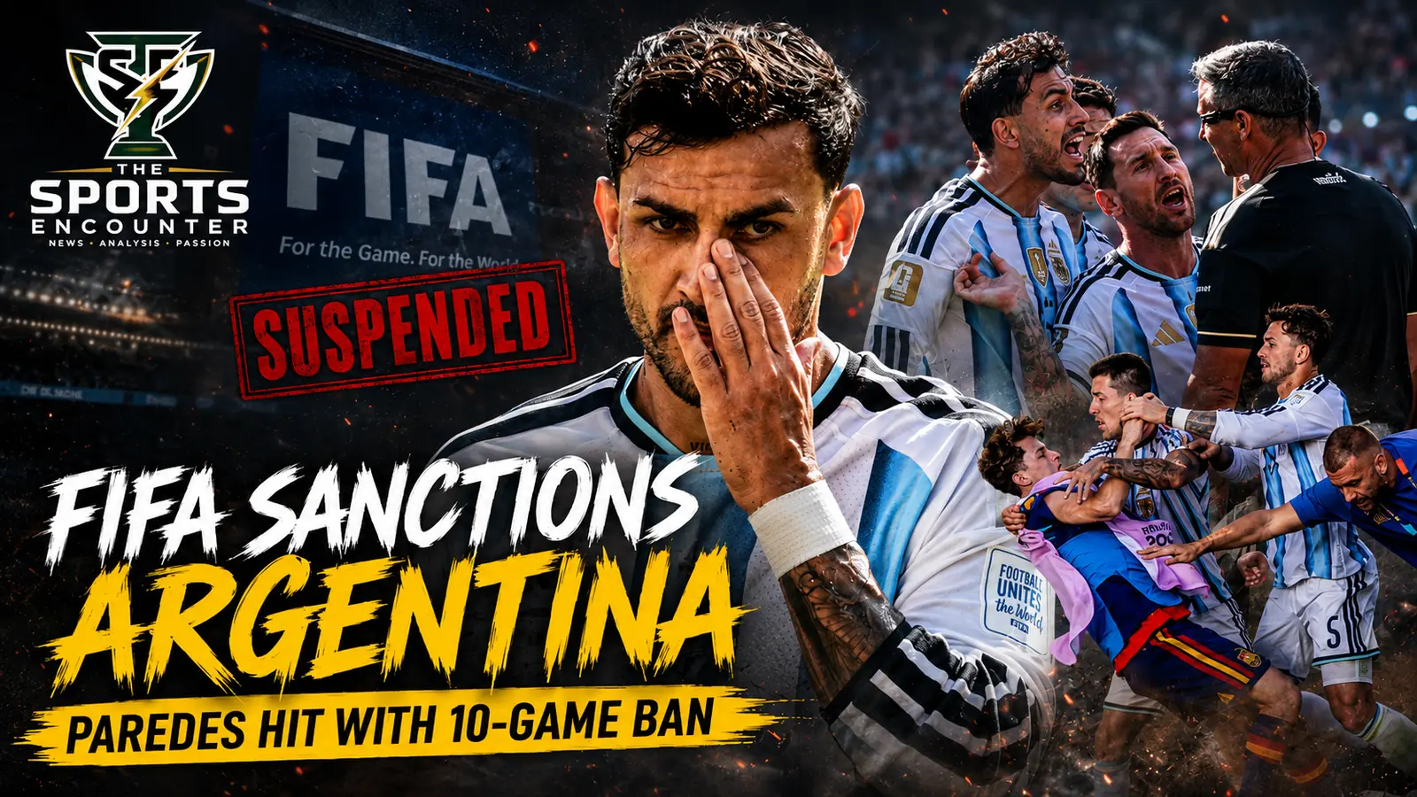 Leandro Paredes and Argentina players during the fallout from the 2026 FIFA World Cup final as FIFA announces suspensions and disciplinary sanctions.