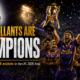 Galle Gallants players celebrate with the Lanka Premier League trophy under stadium lights in Colombo after defeating Jaffna Kings by five wickets to win the LPL 2026 final.