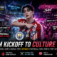 ATEEZ member San stands at the center of a cinematic football and K-pop culture-war graphic after his ceremonial kickoff in Seoul, with Atlético Madrid imagery, football fans, K-pop supporters, viral social media reactions, and The Sports Encounter logo.