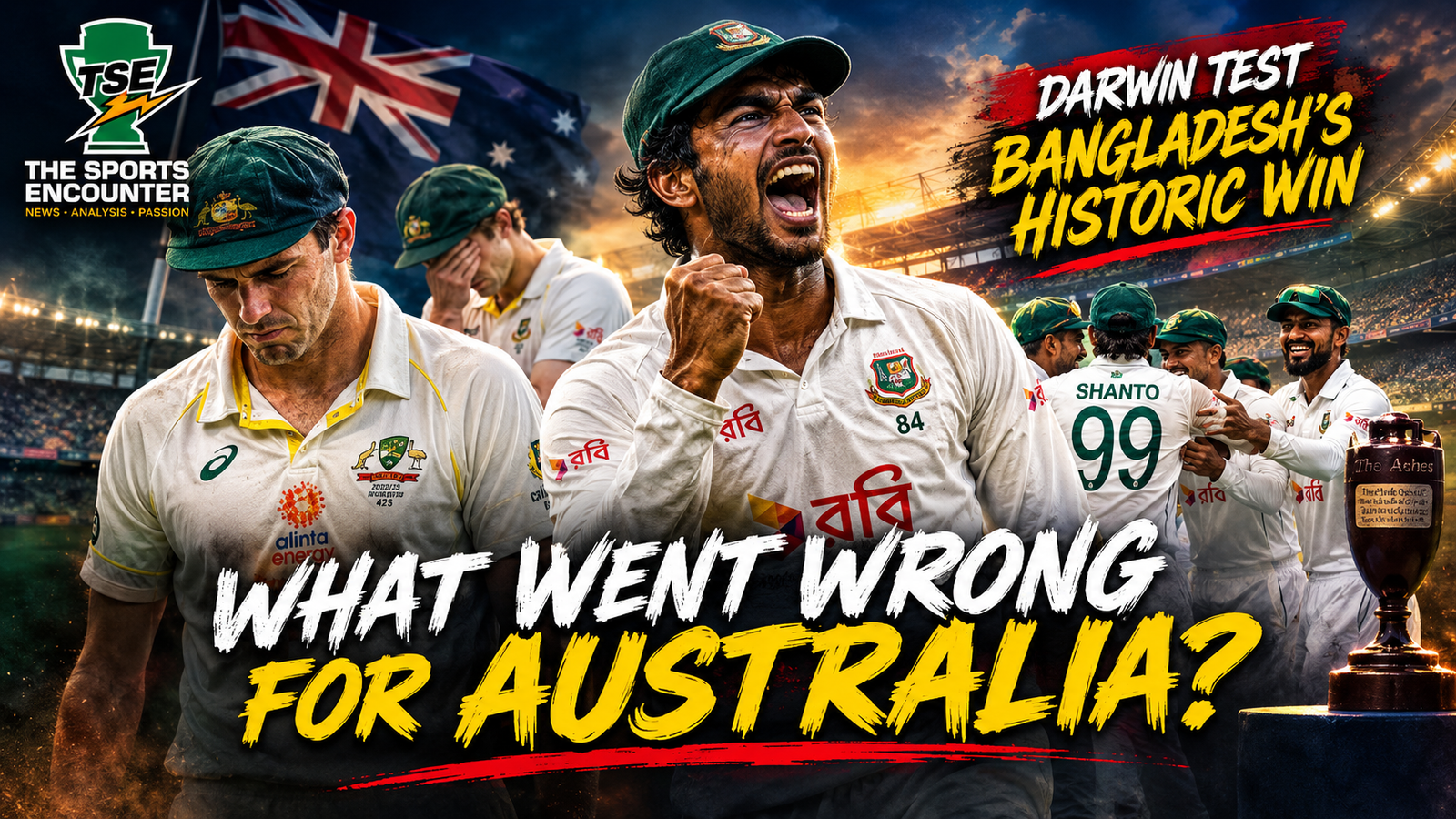 Bangladesh cricketers celebrate their historic nine-wicket Test victory over Australia in Darwin after outplaying the hosts with disciplined bowling and resilient batting.