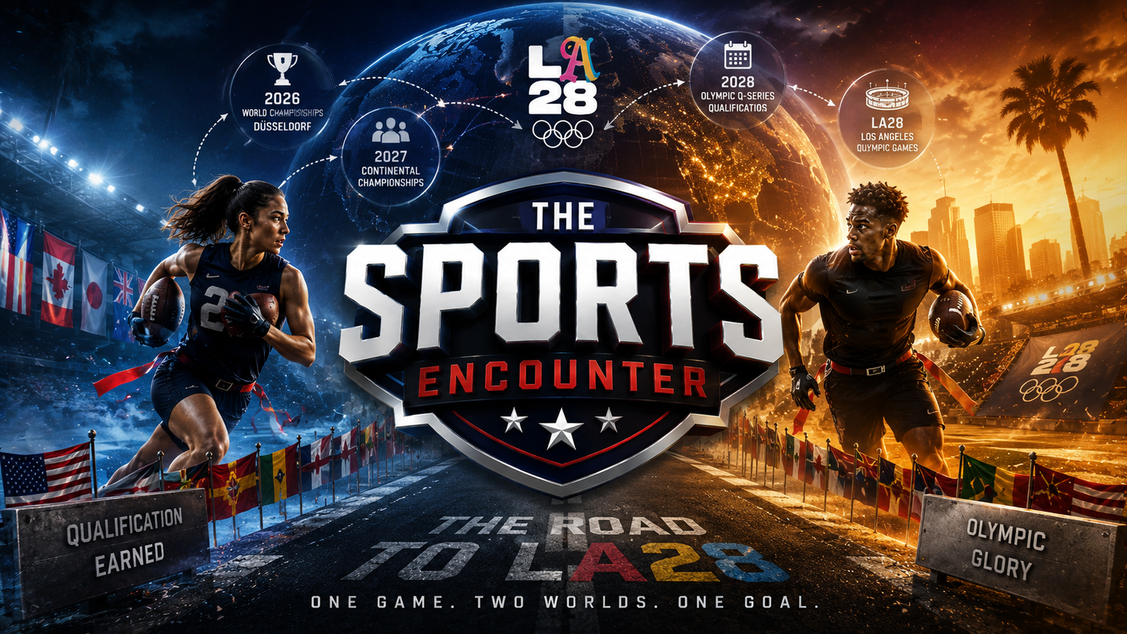 Flag football players competing on the road to Los Angeles 2028 as teams chase Olympic qualification through the IFAF World Championships and Q-Series.
